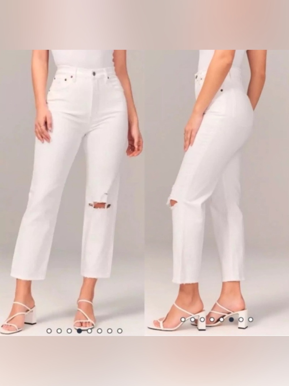 bercrombie & Fitch the ankle straight ultra high rise white denim jeans